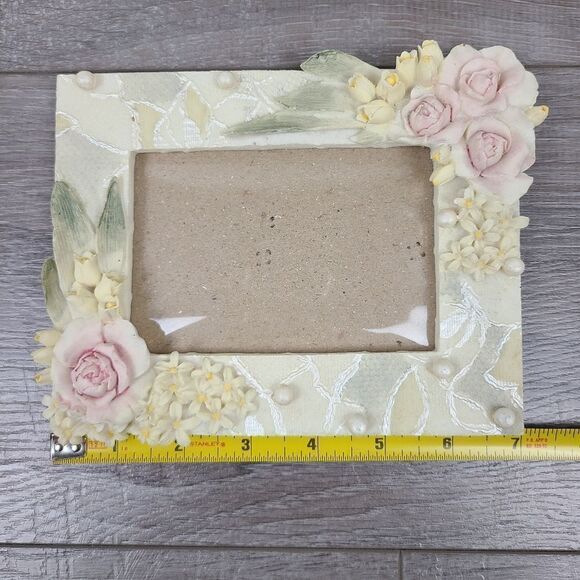 FLORAL 3D Embellished Floral & Pearl Ceramic Photo Picture Frame - Picture 11 of 14